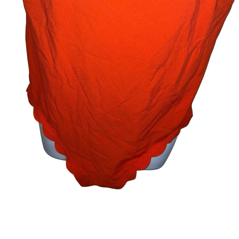 j. Crew red orange rush tank swimsuit bathing suit one piece 16 scalloped detail - Picture 3 of 7